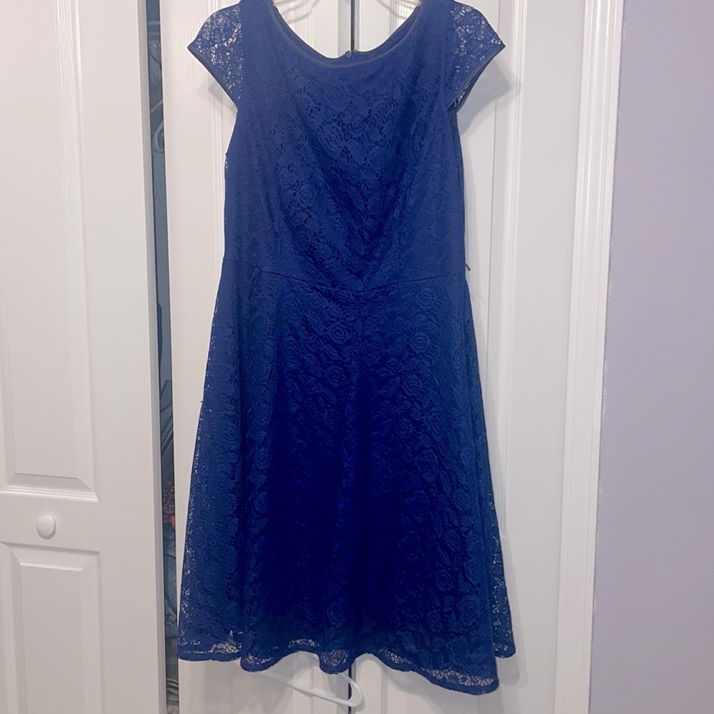 LAST CHANCE: Black Label Royal Blue lace cap sleeve midi dress